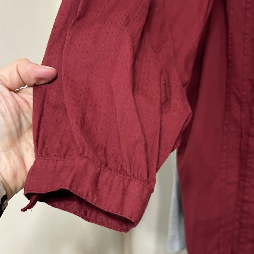 Denim 24/7 Wine Ruffle Cotton Blouse Button up with Lace Trim Fancy size 22 - Picture 5 of 14